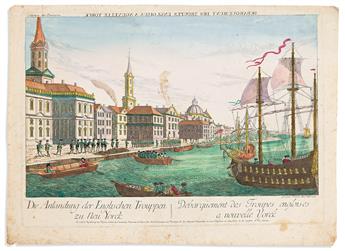 (AMERICAN REVOLUTION--PRINTS.) Group of vue d'optique views of occupied New York.